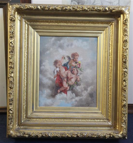 Charles Augustus Henry Lutyens (1829-1915) Reynolds Angels amongst clouds 12 x 10in.